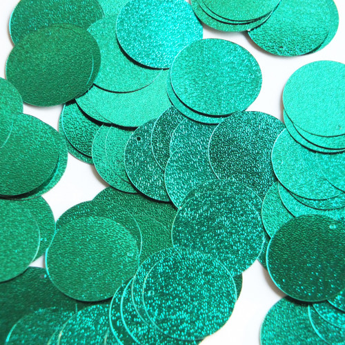 Round Sequin 24mm Teal Blue Green Metallic Embossed Texture