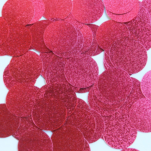 Round Sequin 24mm Berry Red Pink Metallic Embossed Texture