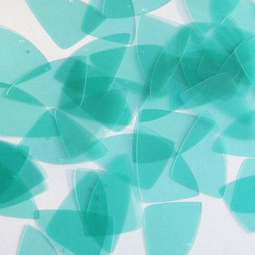 Fishscale Fin Sequin 1.5" Seafoam Blue Green Transparent Glossy and Matte Duo Two Sided