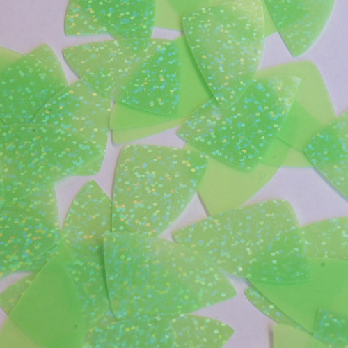 Fishscale Fin Sequin 1.5" Lime Green Fluorescent Transparent Hologram Glitter Sparkle