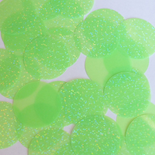 Round Sequin 40mm Lime Green Fluorescent Transparent Hologram Glitter Sparkle