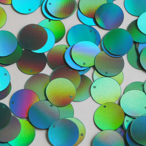 Round Sequin Paillettes 12mm Top Hole Aqua Blue Lazersheen Reflective Metallic