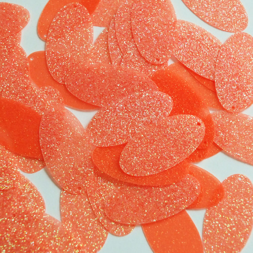 Oval Sequin 1.5" Orange Neon Fluorescent Metallic Sparkle Glitter Texture