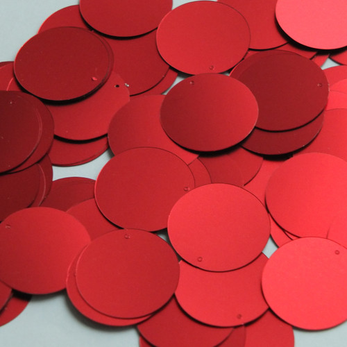 Round Sequin 24mm Red Matte Satin Metallic