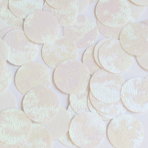 Round Sequin 30mm White Iris Rainbow Embosssed Swirl Texture