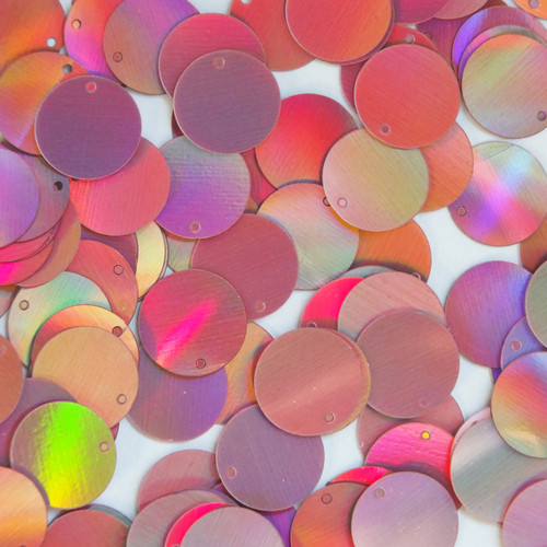Round Sequin Paillettes 15mm Top Hole Pink Lazersheen Reflective Metallic
