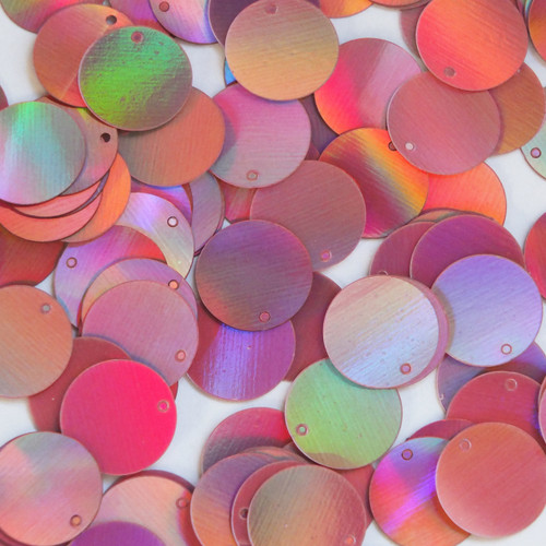 Round Sequin Paillettes 18mm Top Hole Pink Lazersheen Reflective Metallic