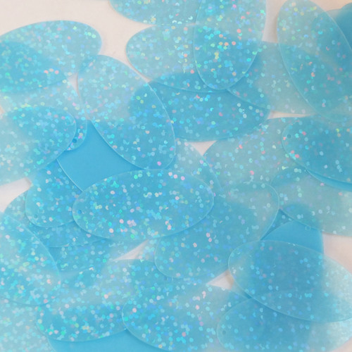 Oval Sequin 1.5" Light Blue Transparent Hologram Glitter Sparkle