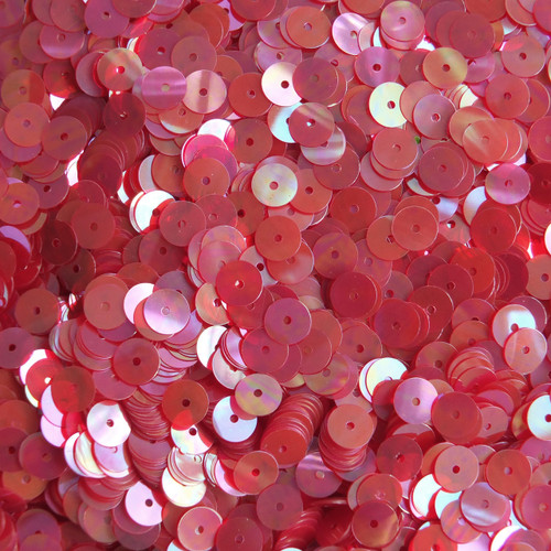 6mm Round Flat Sequins Red Crystal Rainbow Iris Iridescent