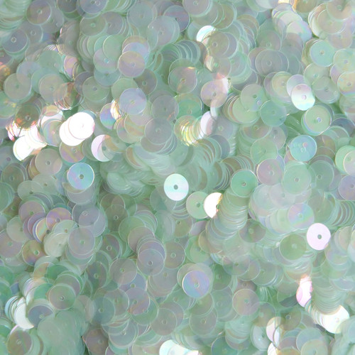 6mm Round Flat Sequins Mint Green Crystal Rainbow Iris Iridescent