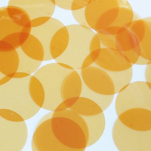 Round  Flat Sequin 40mm Sand Yellow Transparent Glossy and Matte Duo Two Sided