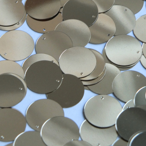 Round  Flat Sequin 18mm Top Hole Light Gold Metallic
