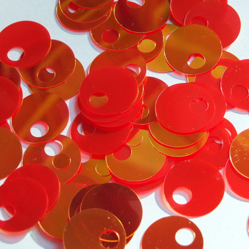 Large Hole Round Sequin 20mm Red Rainbow Iris Super Mirror Shiny Reflective