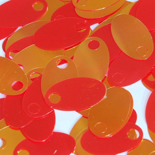 Large Hole Oval Sequin 1.25" Red Rainbow Iris Super Mirror Shiny Reflective