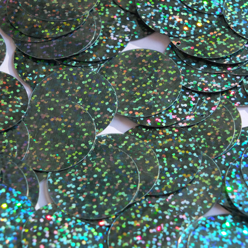 Large Hole Round Sequin 20mm Light Sapphire Blue Hologram Glitter Sparkle