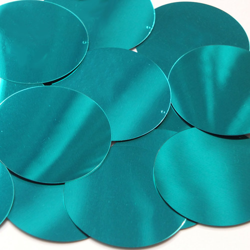 Round  Flat Sequin 50mm Teal Turquoise Metallic