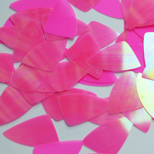 Fishscale Fin Sequin 1.5" Hot Pink Rainbow Iris Fluorescent Matte Opaque Back Reversible