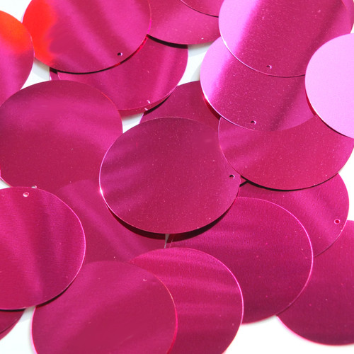 Round  Flat Sequin 40mm Fuschia Pink Metallic