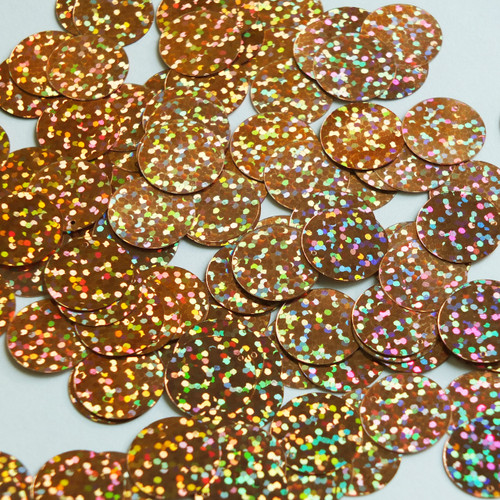 Round  Flat Sequin 12mm Top Hole Copper Hologram Glitter Sparkle