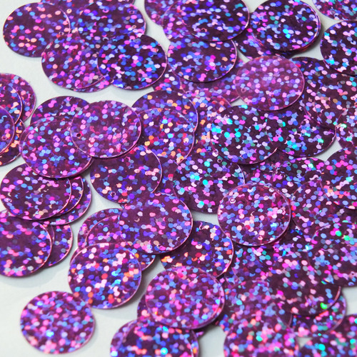 Round  Flat Sequin 15mm Top Hole Orchid Light Purple Hologram Glitter Sparkle
