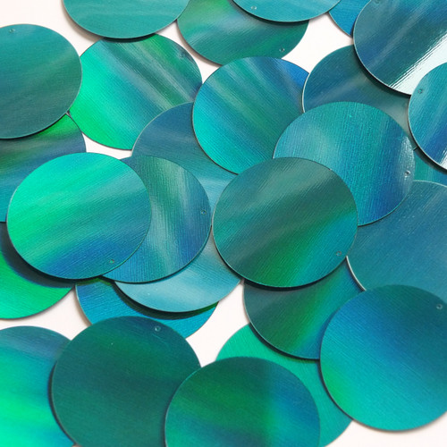 Round  Flat Sequin 30mm Teal Lazersheen Rainbow Reflective Metallic