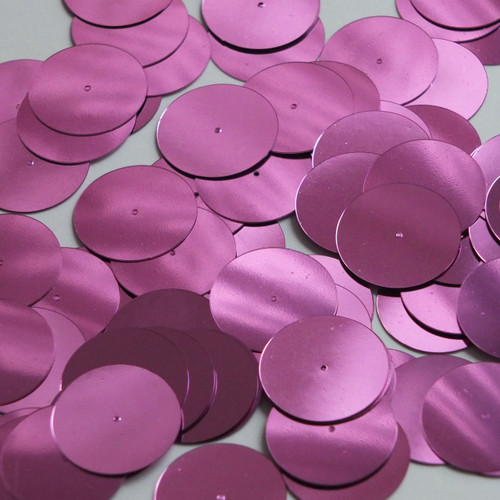 Round  Flat Sequin 20mm Center Hole Orchid Pink Metallic