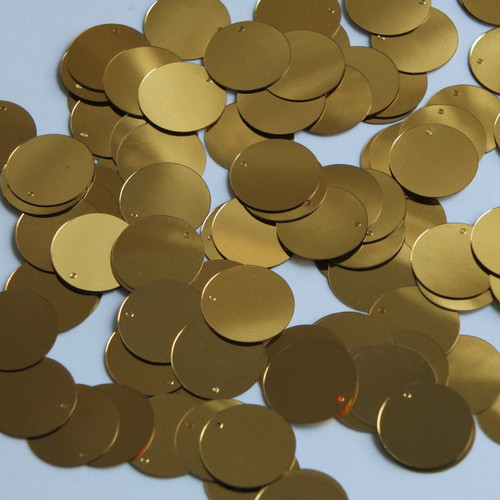 Round  Flat Sequin 12mm Top Hole Very Deep Gold Metallic