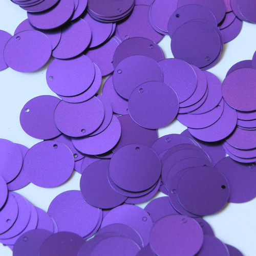 Round  Flat Sequin 12mm Top Hole Violet Purple Matte Satin Shimmer
