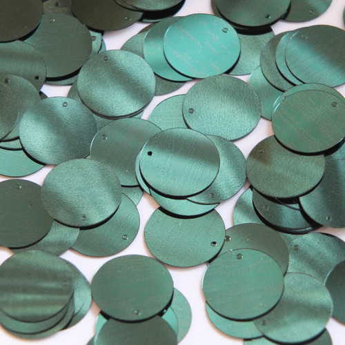 Round  Flat Sequin 20mm Center Hole Pine Green Metallic