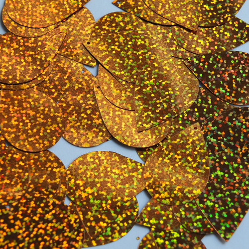 Teardrop Sequin 1.5" Copper Orange Hologram Glitter Sparkle