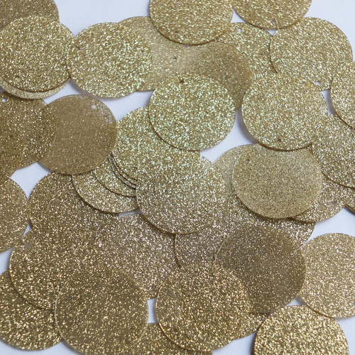 1" / 24mm Round Flat Sequins Gold Metallic Sparkle Glitter Texture