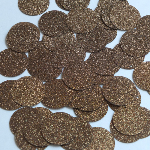 1" / 24mm Round Flat Sequins Coffee Brown Metallic Sparkle Glitter Texture