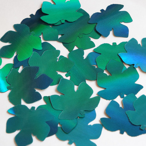 Fig Leaf Sequin 1.5" Teal Lazersheen Rainbow Reflective Metallic