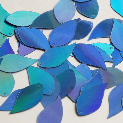 Vine Leaf  Sequin 1" Light Blue Lazersheen Rainbow Reflective Metallic