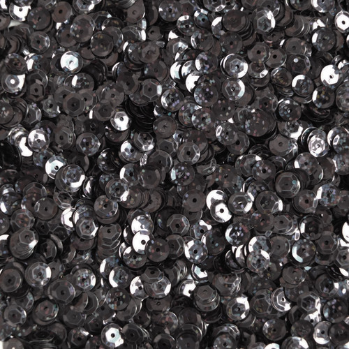 6mm Cup Sequins Graphite Black Hologram Glitter Sparkle Metallic