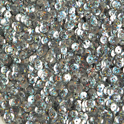 6mm Cup Sequins Silver Hologram Glitter Sparkle Metallic 