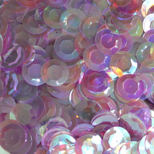 20mm Cup Sequins Lilac Lavender Crystal Rainbow Iris Iridescent 