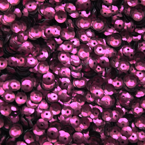 6mm Cup Sequins Dark Fuschia Pink Matte Satin Metallic Medium Hole