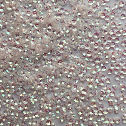 3mm Cup Sequins Crystal Pink  Transparent Rainbow Iris Super Shine Marbled