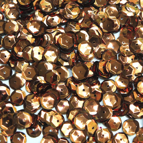 10mm Cup Sequins Copper Metallic Medium Hole