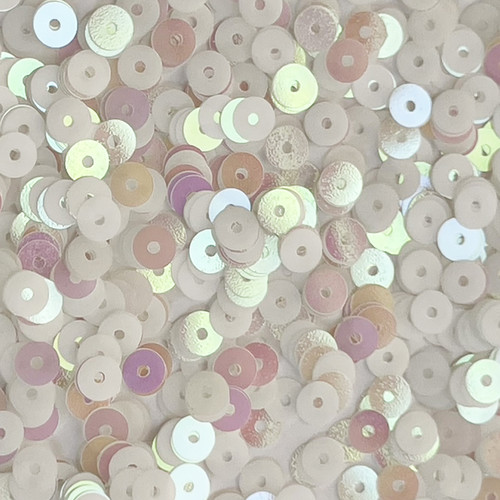 5mm Flat Sequins White Pink Rainbow Iris Matte Duo Reversible