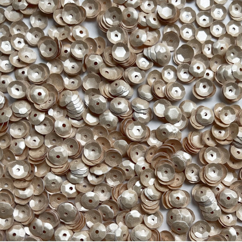 5mm Cup Sequins Champagne Ivory Beige Opaque Satin Pearl