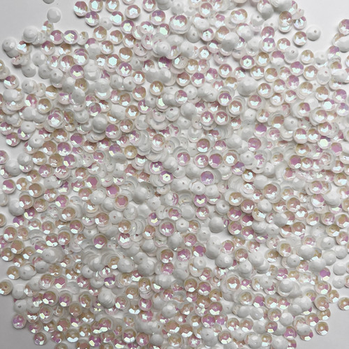 5mm Cup Sequins White Pink Rainbow Iris Matte Duo Reversible