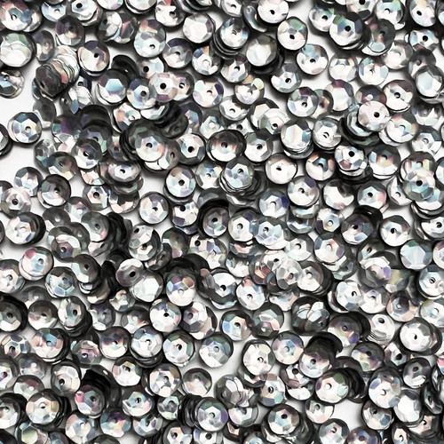 5mm Cup Sequins Silver Laser Rainbow Reflective Metallic