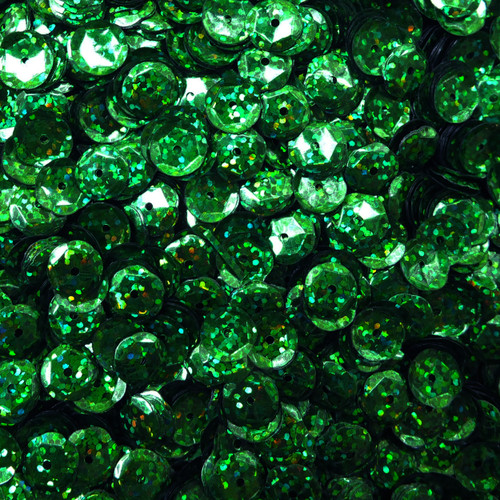 10mm Cup Sequins Green Hologram Glitter Sparkle Metallic