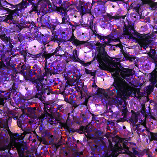 10mm Cup Sequins Purple Hologram Glitter Sparkle Metallic