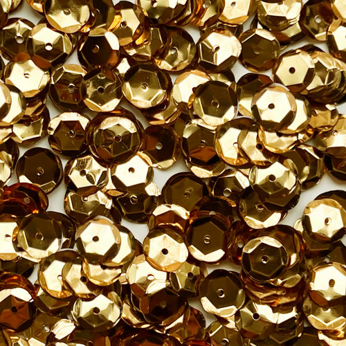 Round Flat Sequin 20mm Center Hole Brassy Orange Gold Metallic