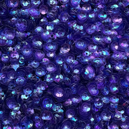 5mm Cup Sequins Royal Purple Super Shiny Crystal Rainbow Iris