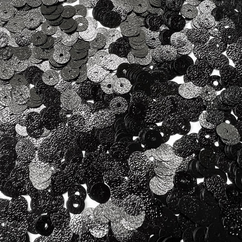 6mm Flat Sequins Black Metallic Embossed Texture