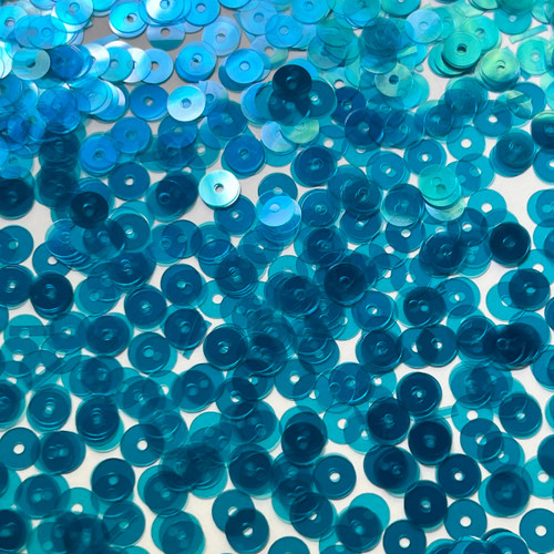 6mm Flat Sequins Aqua Blue Transparent Glossy